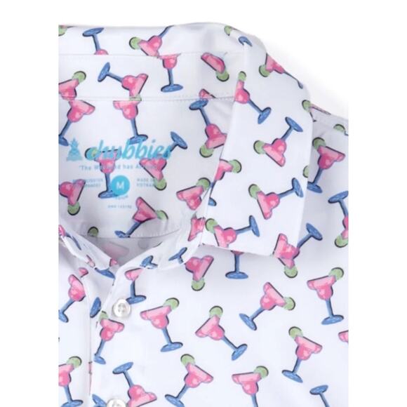 NEW Chubbies Performance Polo Shirt Mens Medium. The Shaken, Not Stirred -White - Picture 6 of 6